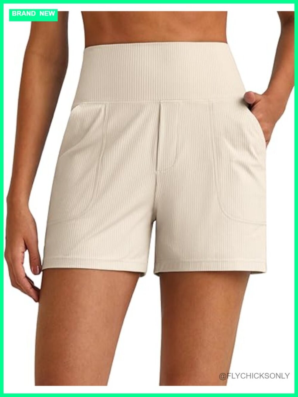 Ribbed High Waisted Athletic Shorts With Pockets